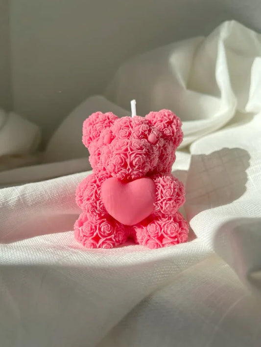 Heart Teddy Bear Candle