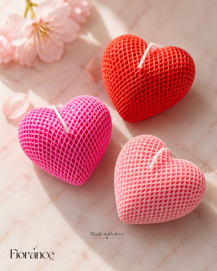 Heart shaped scented soy wax candle by Fiorance Luxe – elegant big size handmade romantic candle for gifting