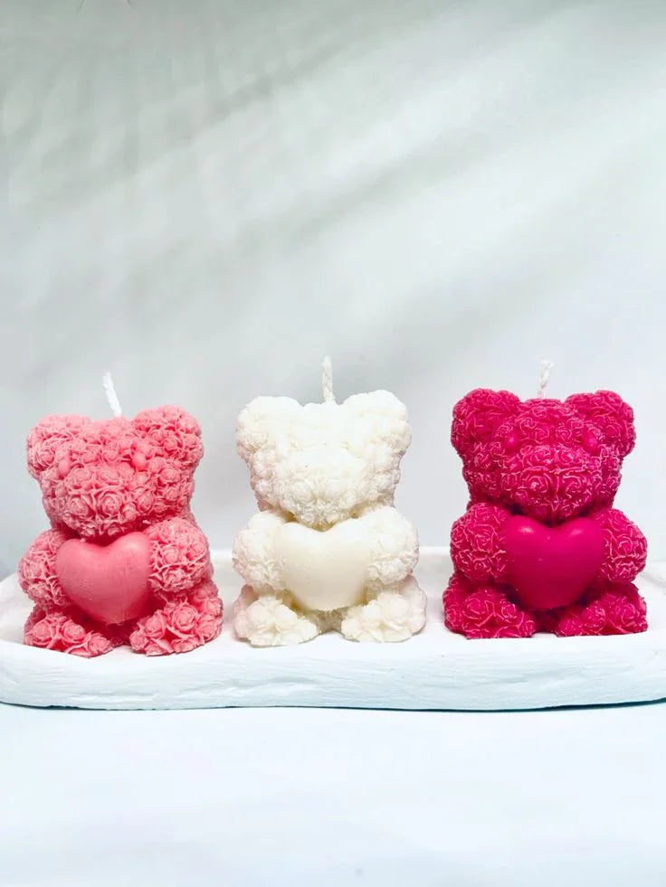 Heart Teddy Bear Candle
