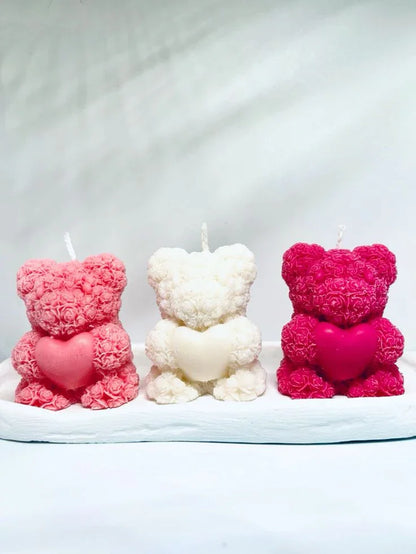 Heart Teddy Bear Candle