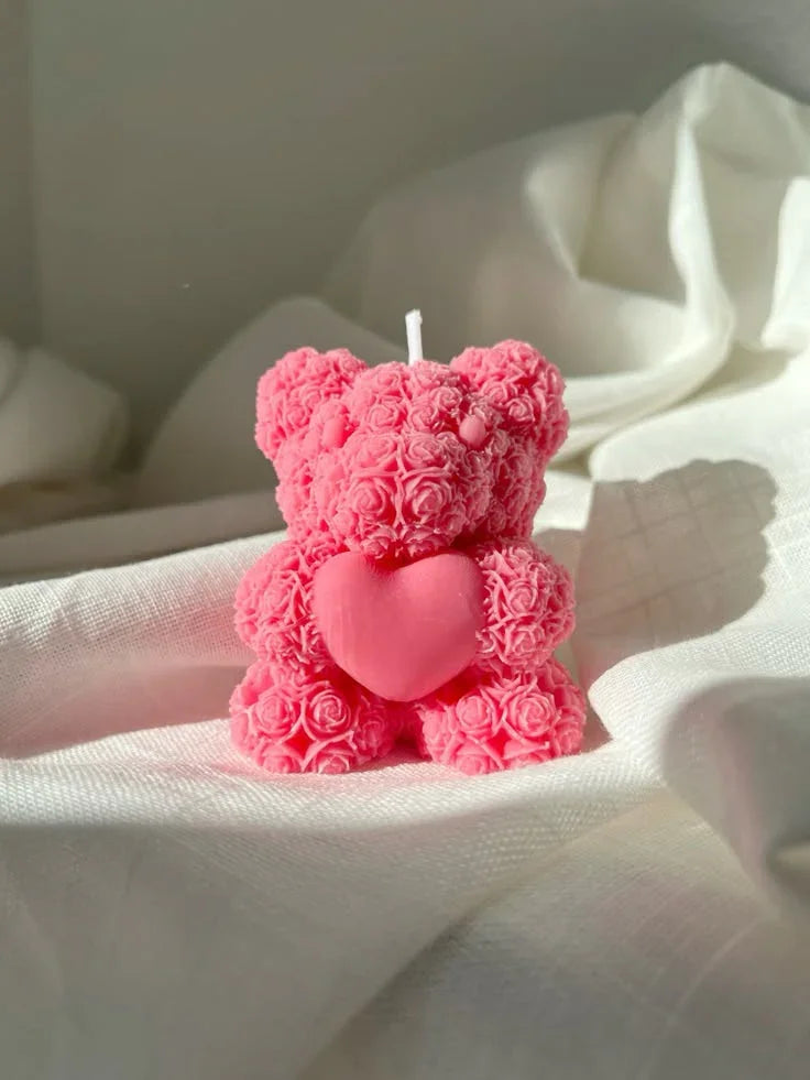 Heart Teddy Bear Candle