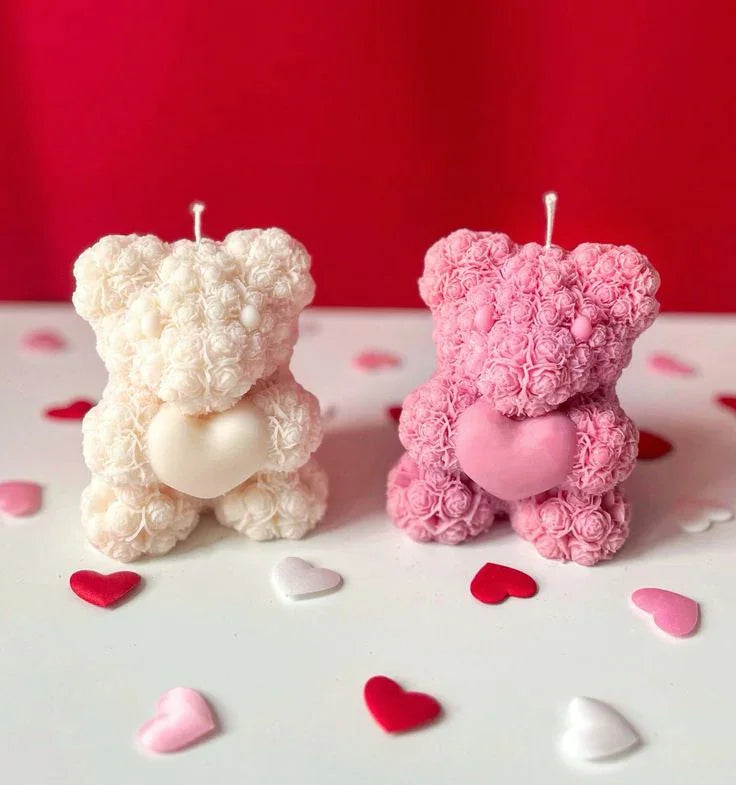 Heart Teddy Bear Candle