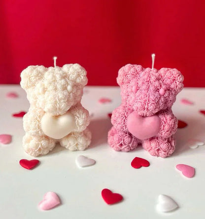Heart Teddy Bear Candle
