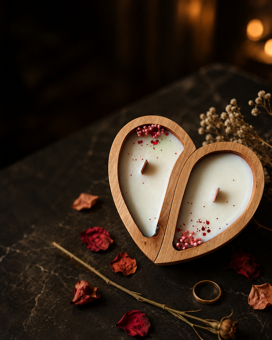 Split Heart Soy Wax Candle Set – Handcrafted Romantic Couple Candle Gift India