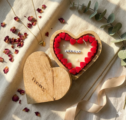 Heart Wooden Candle with Lid - Custom message