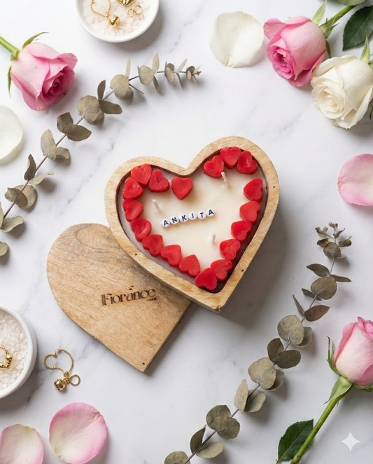 Heart Wooden Candle with Lid - Custom message