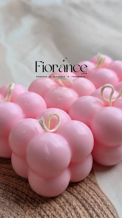 Fiorance Luxe pink bubble soy wax candles, luxury handcrafted home decor, premium gifting.