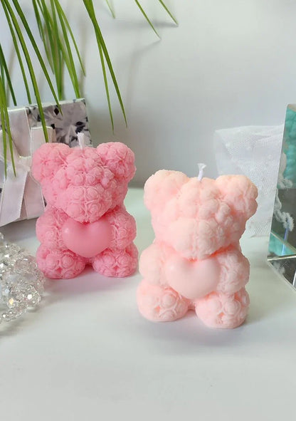 Heart Teddy Bear Candle