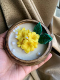 Handcrafted Wooden Urli Scented Soy Wax Candle Bowl | Traditional Indian Festival Diwali Candle Decor