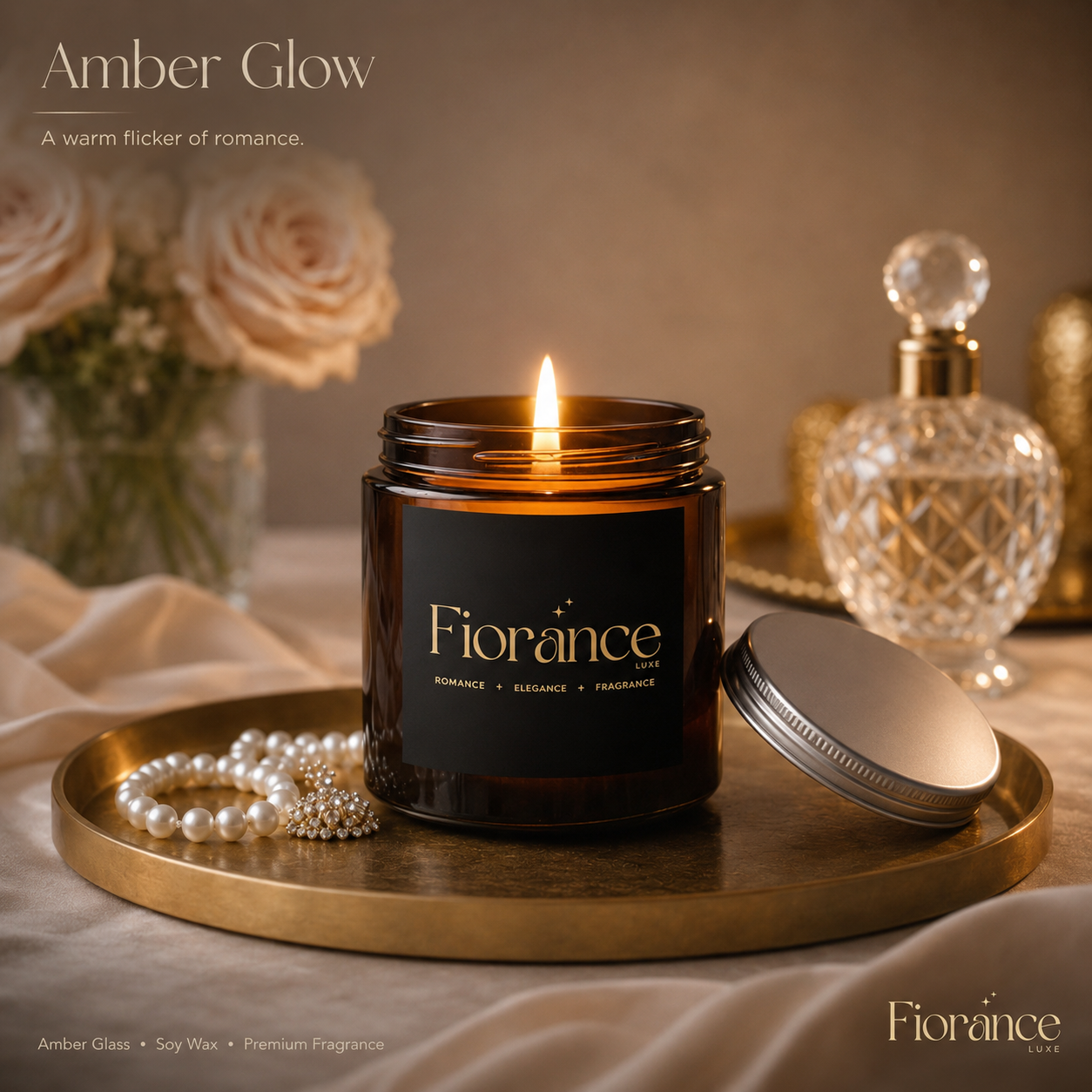 Amber Glass Jar Scented Candle