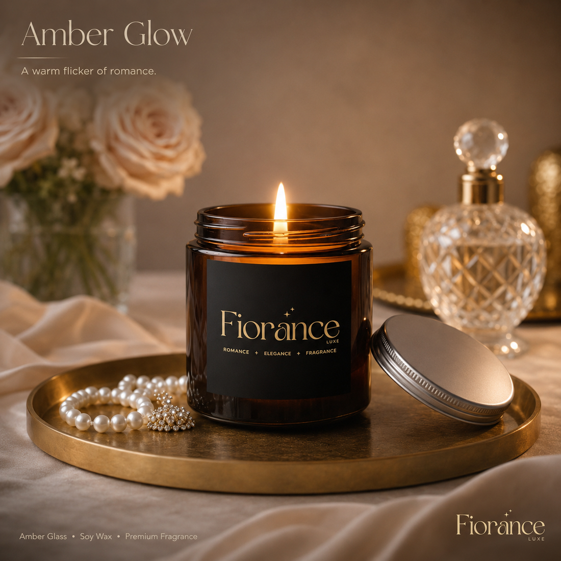 Amber Glass Jar Scented Candle