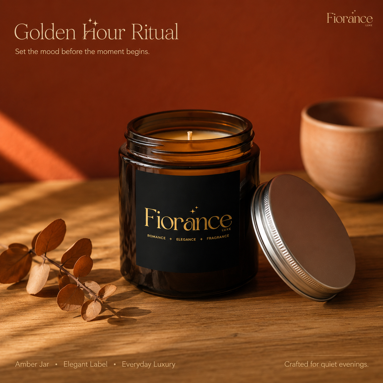 Amber Glass Jar Scented Candle