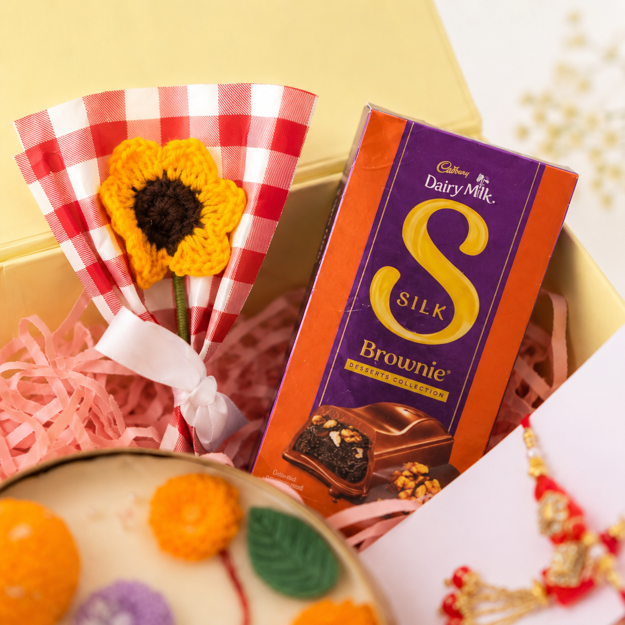 Premium Rakhi Gift Hamper with Urli candle