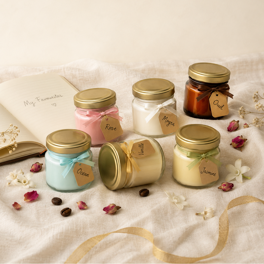 Fiorance Luxe scented candle trial set – 6 mini soy wax jar candles in assorted fragrances with free shipping