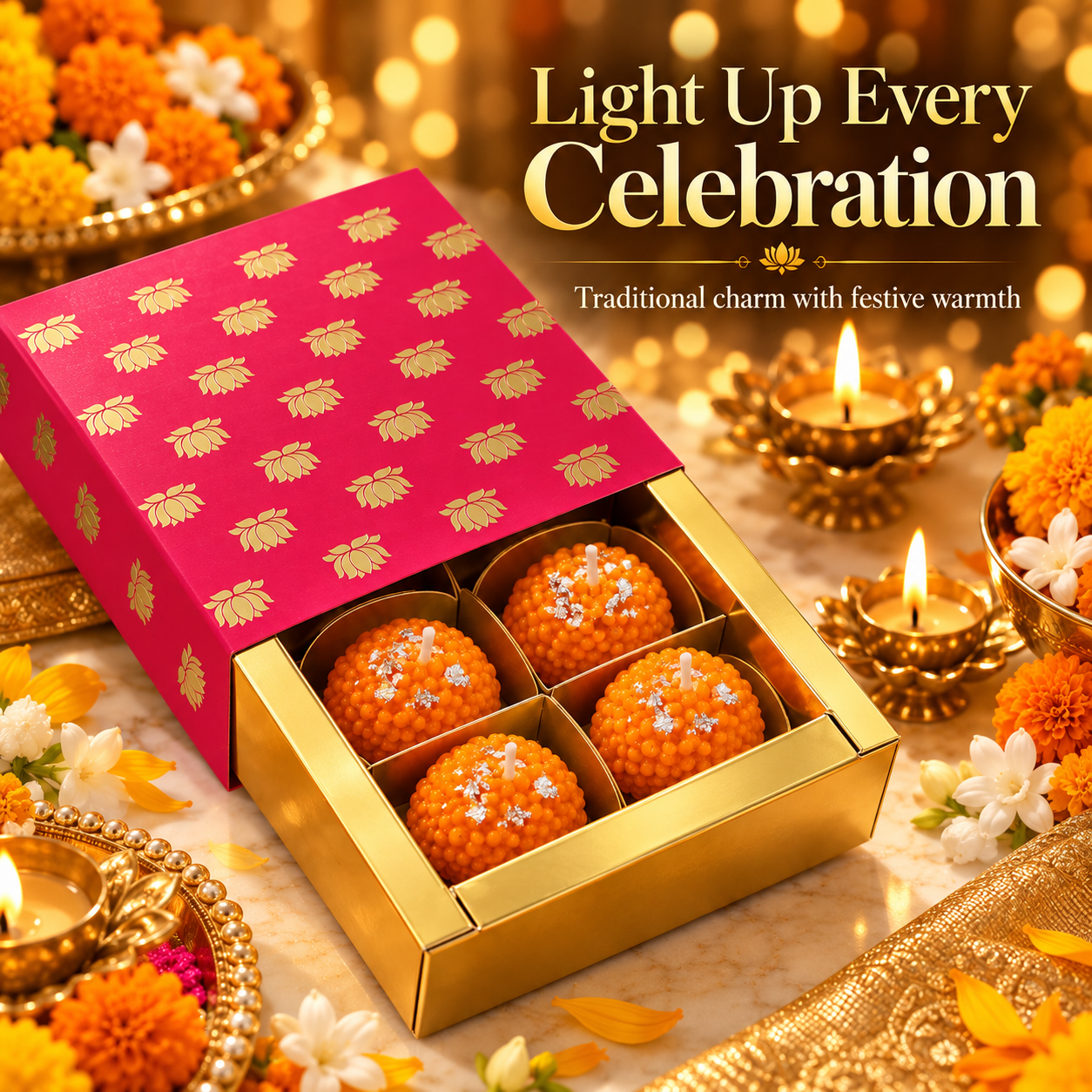 Festive Laddoo Candle – Set of 4