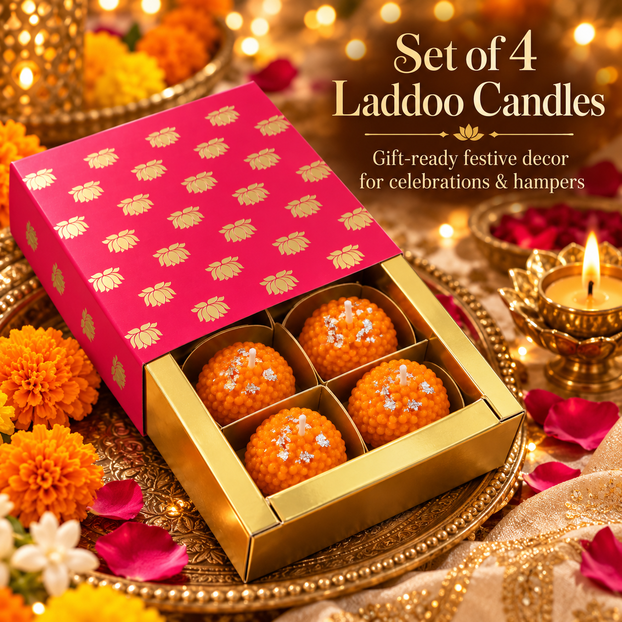 Festive Laddoo Candle – Set of 4
