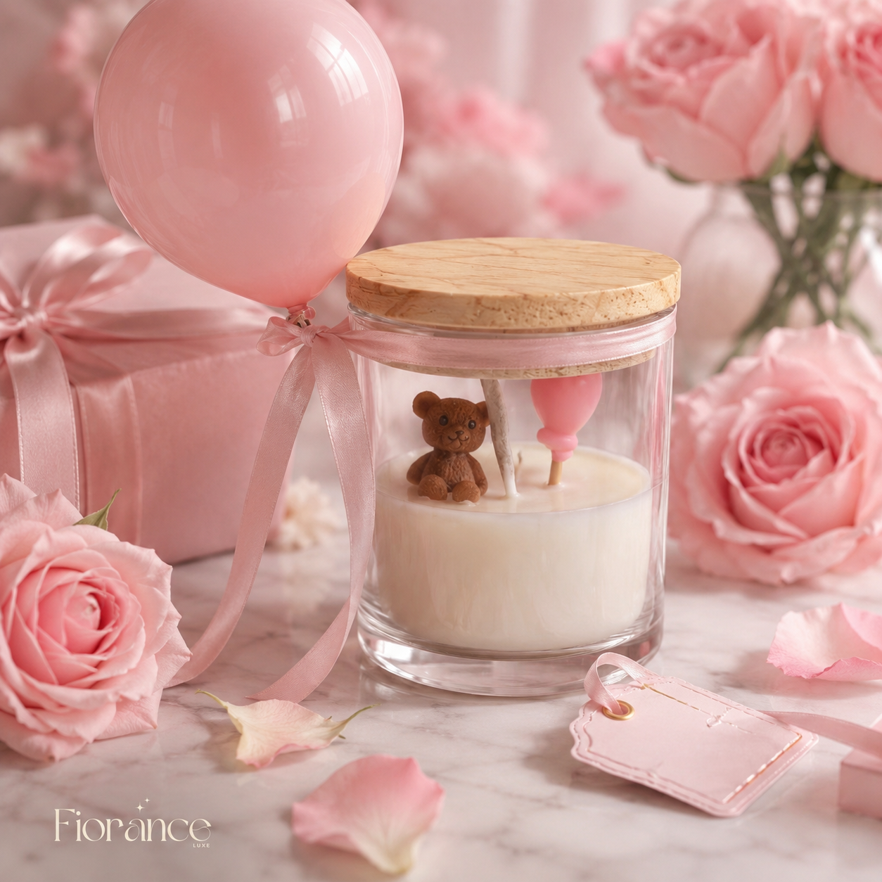 Teddy Bear Jar Candle | Set of 2 | Pink & Blue Balloon