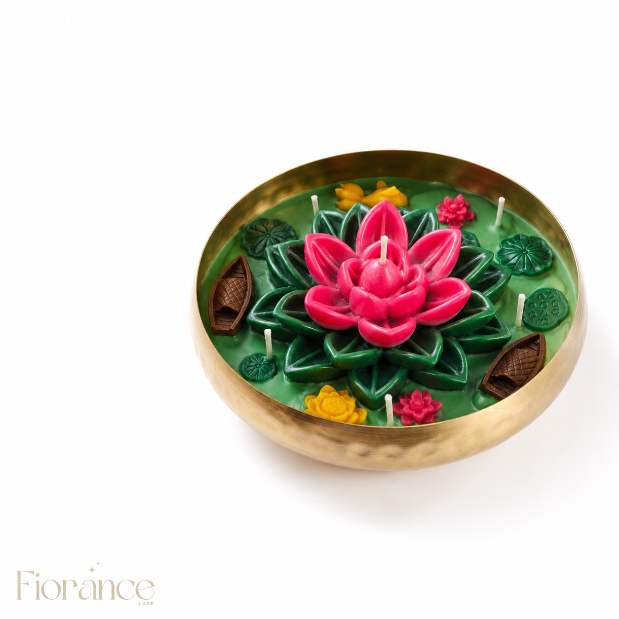Lotus pond Hammered Urli Candle | Festive Decor