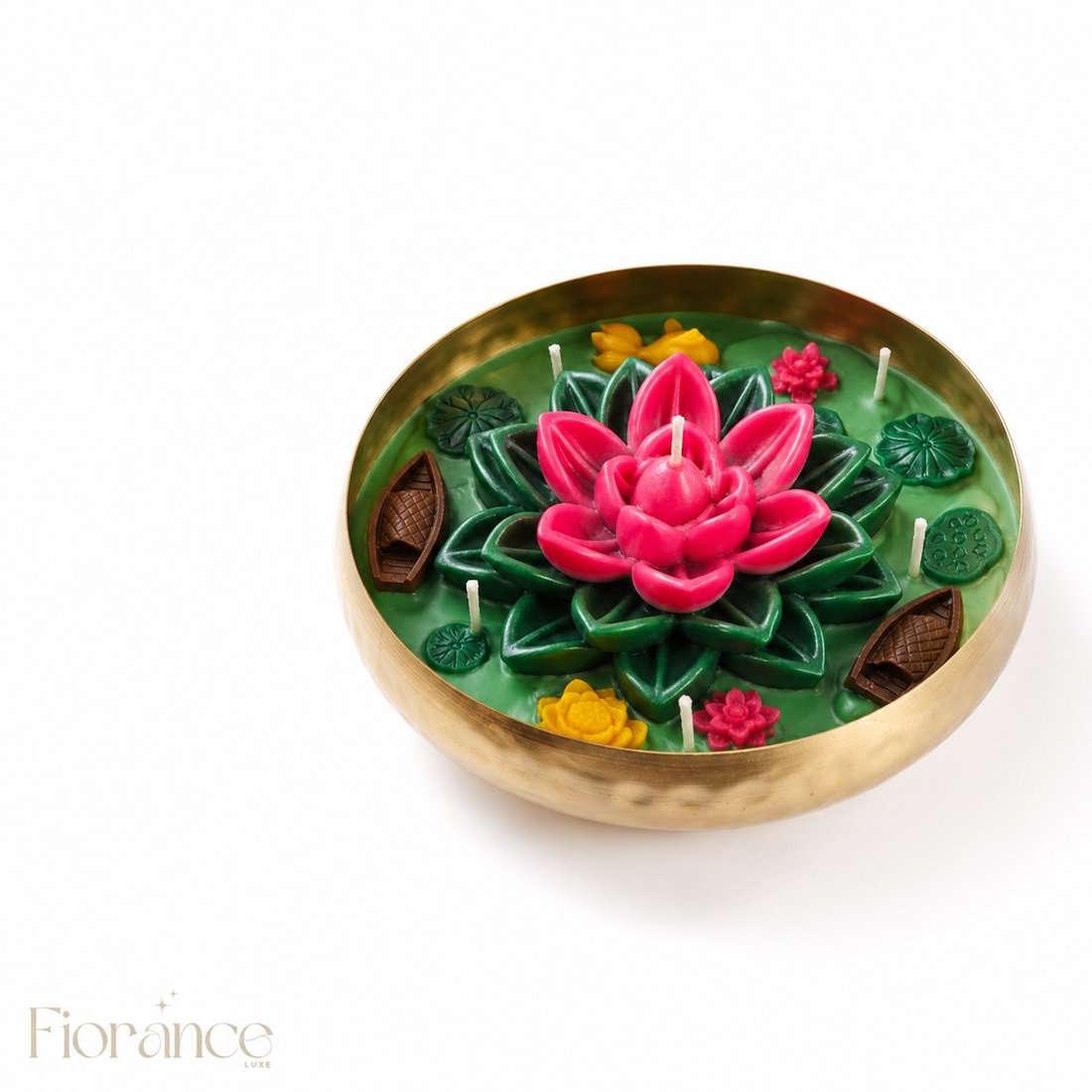 Lotus pond Hammered Urli Candle | Festive Decor
