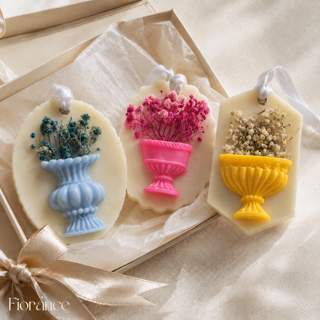 Flower Pot Wax Sachet | Real Dried Flowers | Set of 3