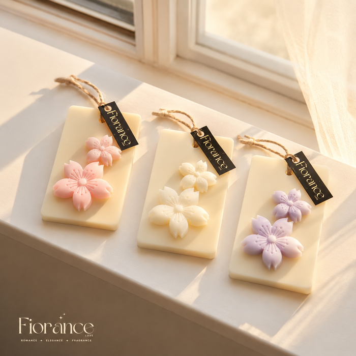 Cherry blossom floral wax sachet by Fiorance Luxe – blush pink 3D sakura soy wax sachet for gifting and home fragrance