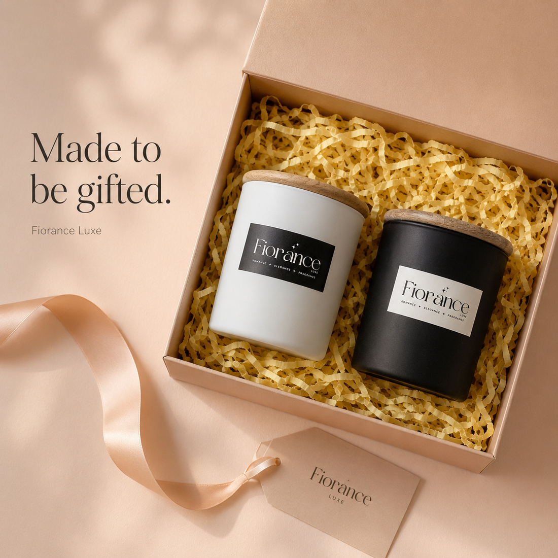 Fiorance Luxe ceramic duo jar candle 250ml – artisan matte finish soy wax scented candle for modern home decor