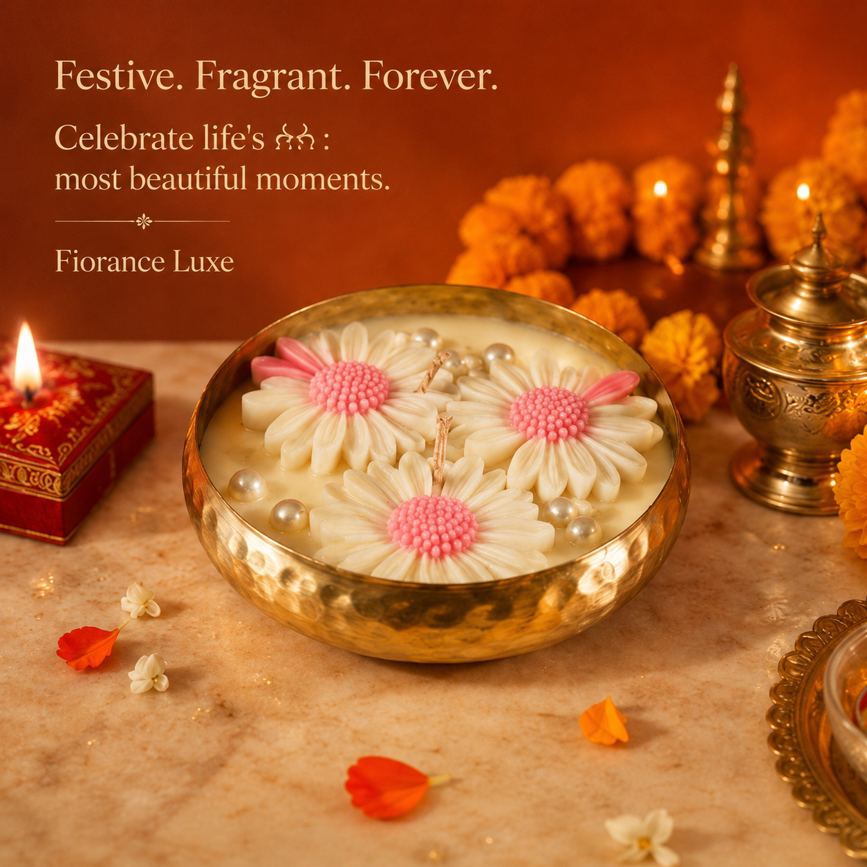 Hammered Urli Candle | Indian Festive Decorative Candle