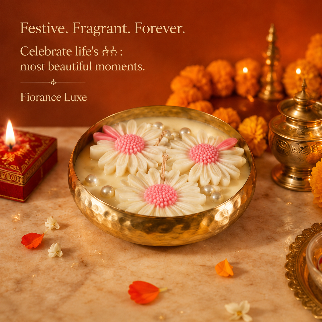 Hammered Urli Candle | Indian Festive Decorative Candle