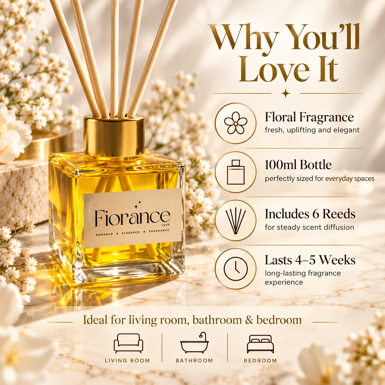 Floral Reed Diffuser – 100 ml | 6 Reeds
