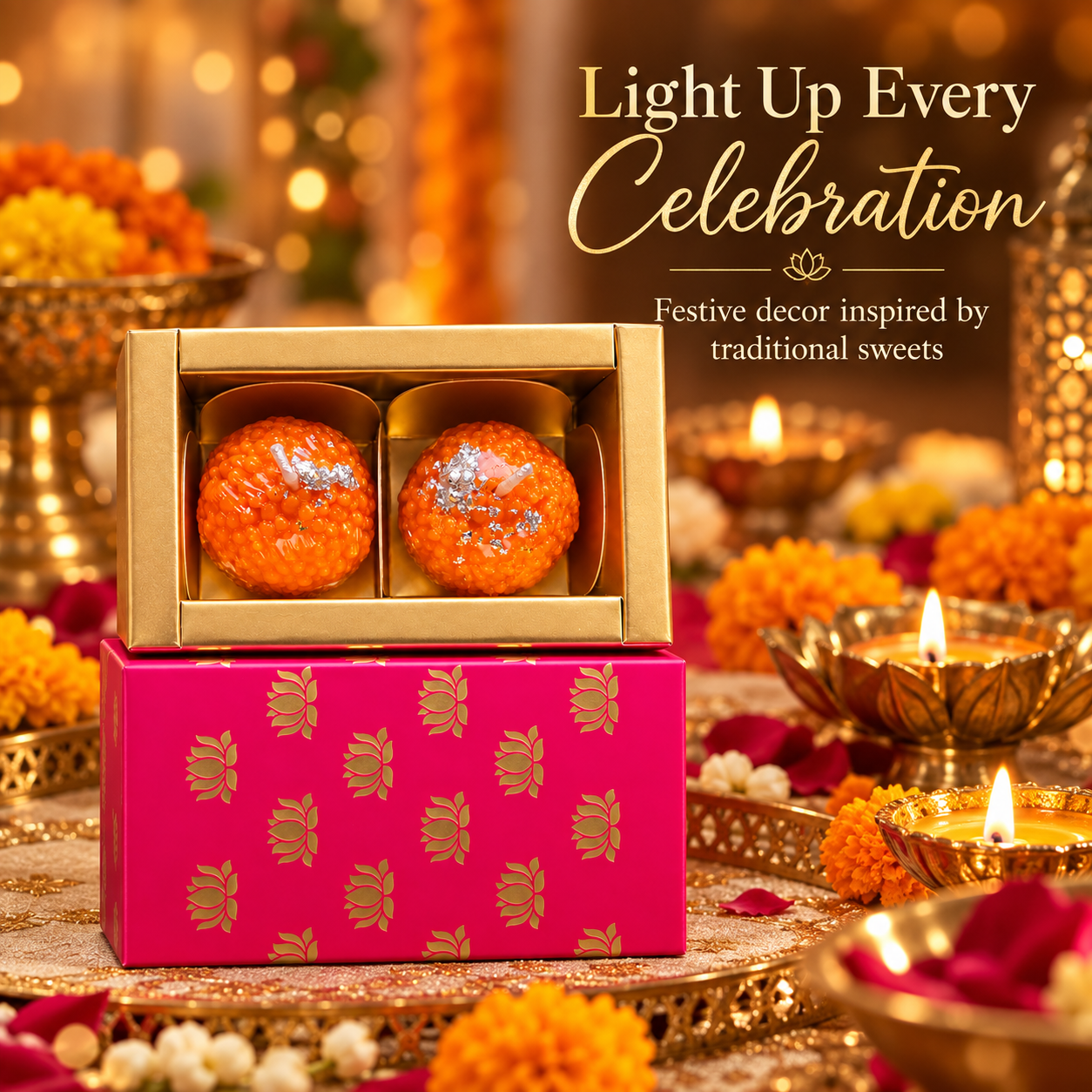 Festive Laddoo Candle – Set of 2