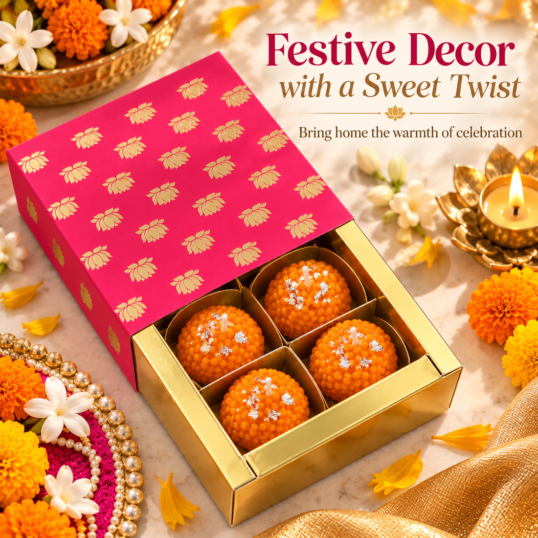 Festive Laddoo Candle – Set of 4