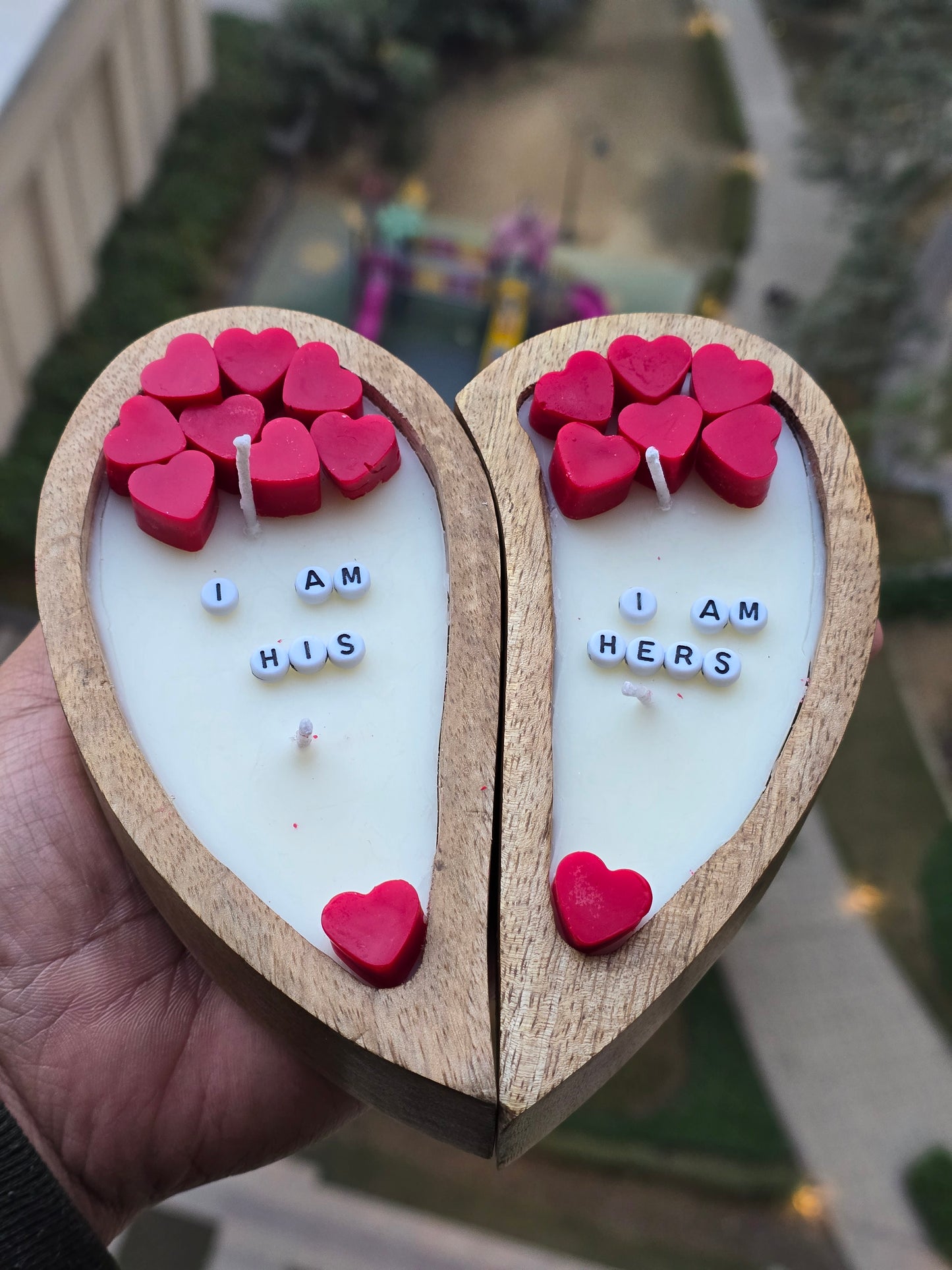 A Split Heart Candle Set - Handcrafted with Love