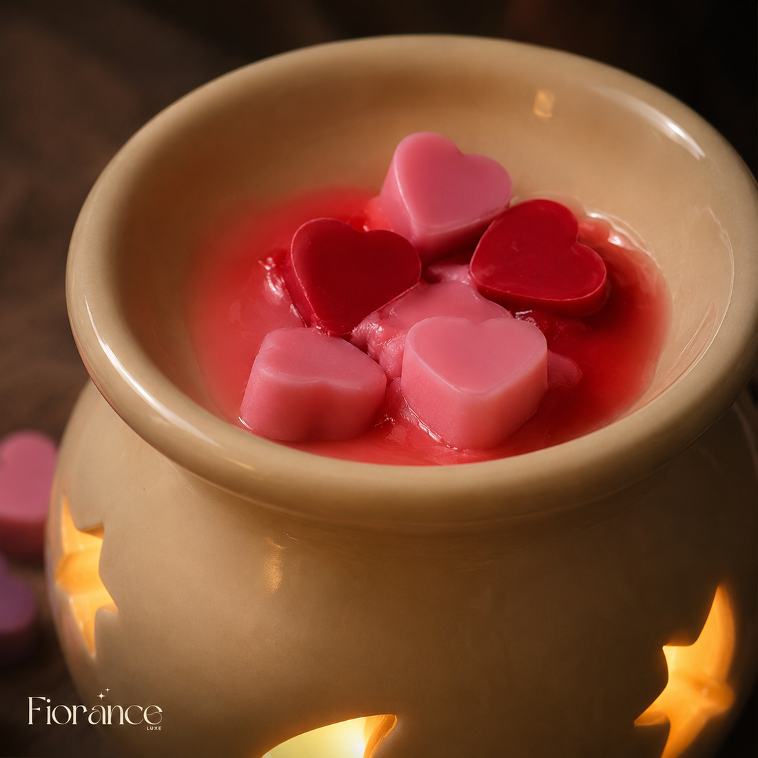 Baby pink heart wax melts by Fiorance Luxe – 100gm soy wax melt in sheer organza potli for wedding return gifts