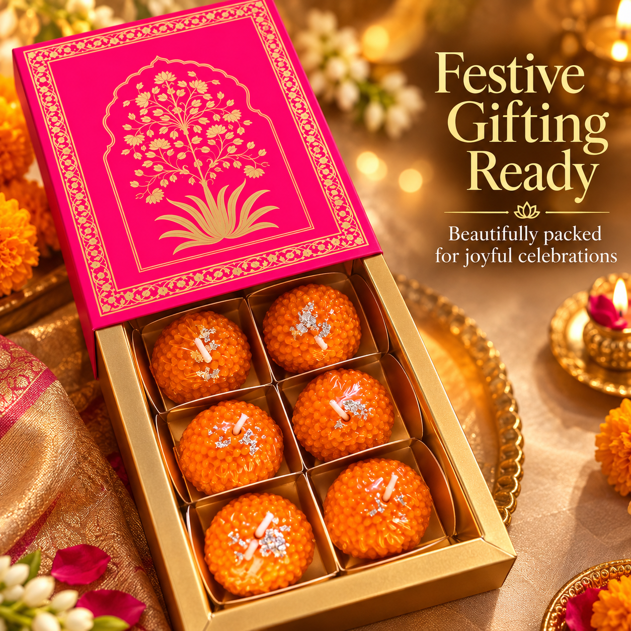 Festive Laddoo Candle – Set of 6