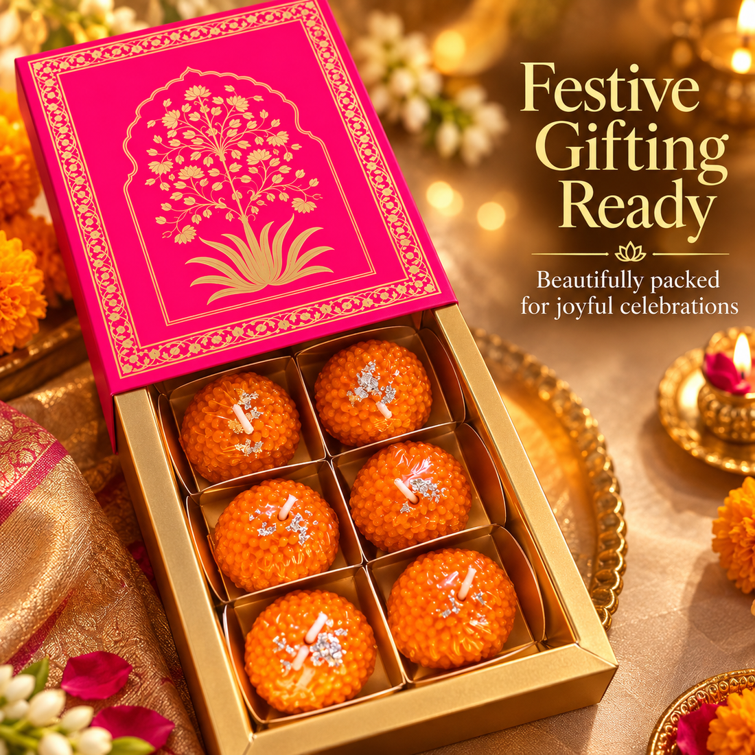 Festive Laddoo Candle – Set of 6