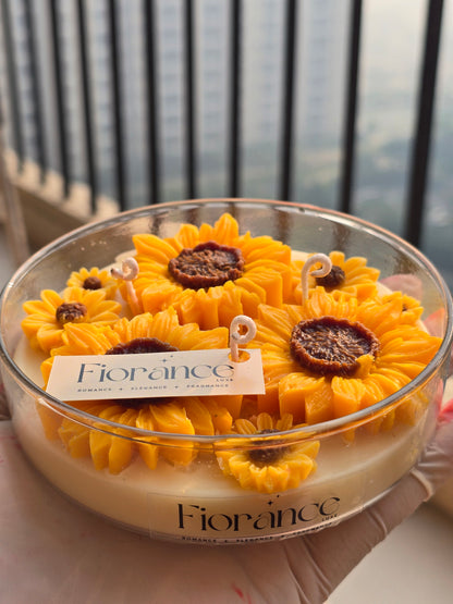 Sunflower Glass bowl candle