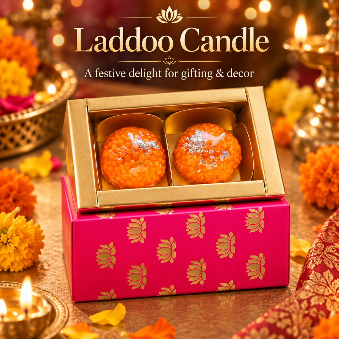 Festive Laddoo Candle – Set of 2