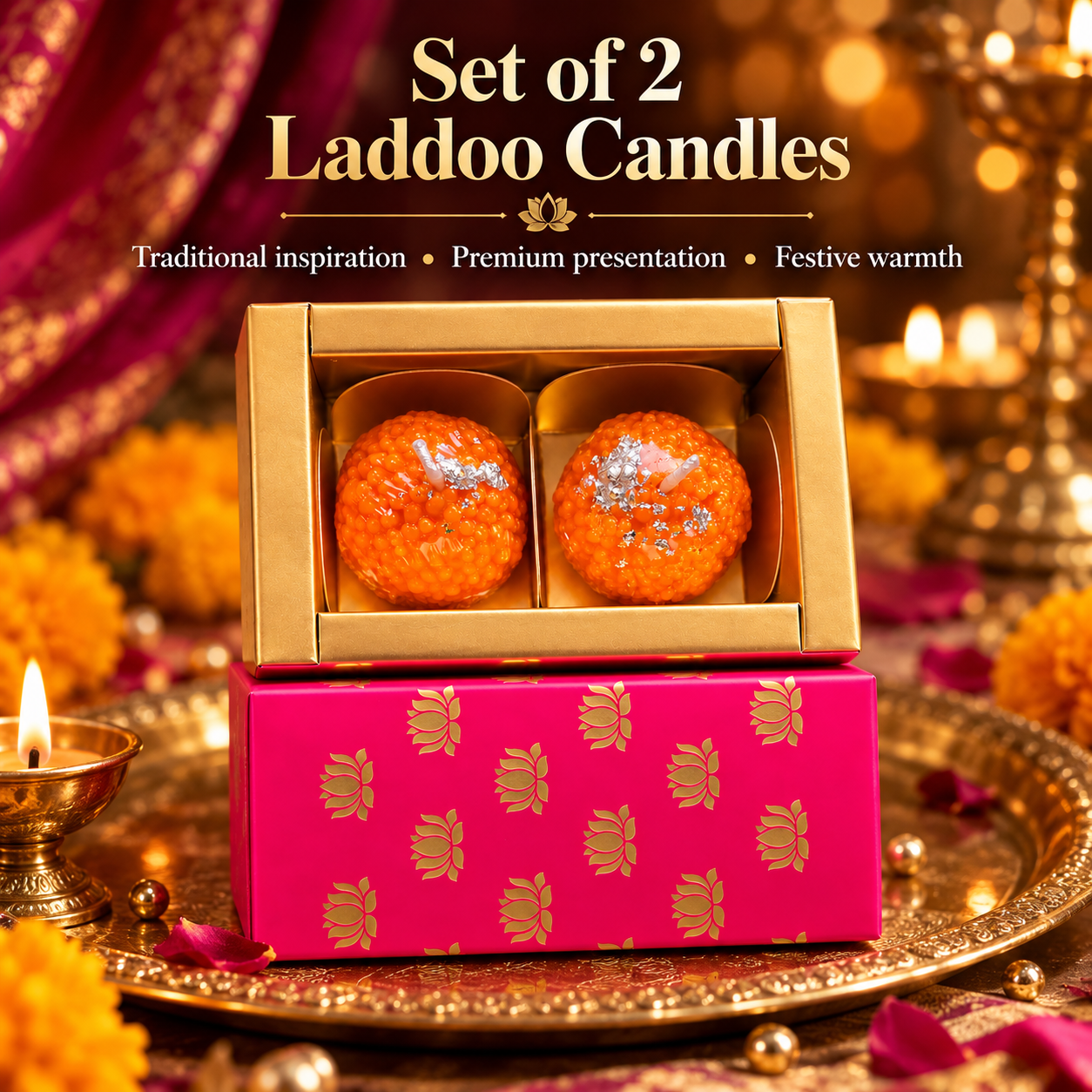 Festive Laddoo Candle – Set of 2
