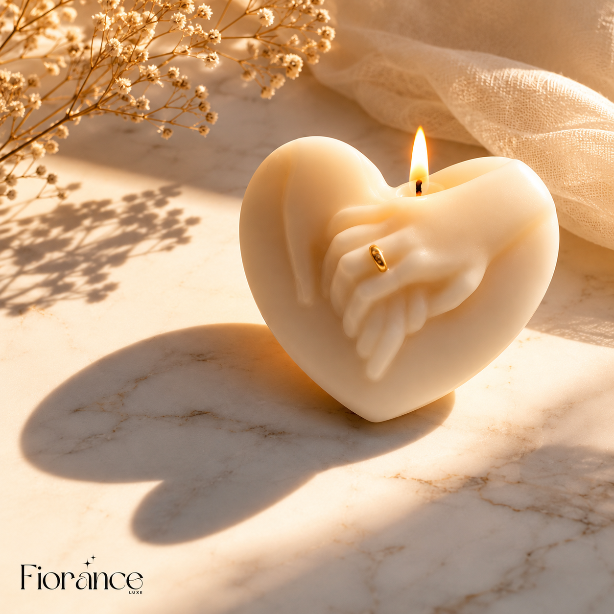 Hand in Hand Candle | 3D Clasped Hands & Gold Ring - Set of 2