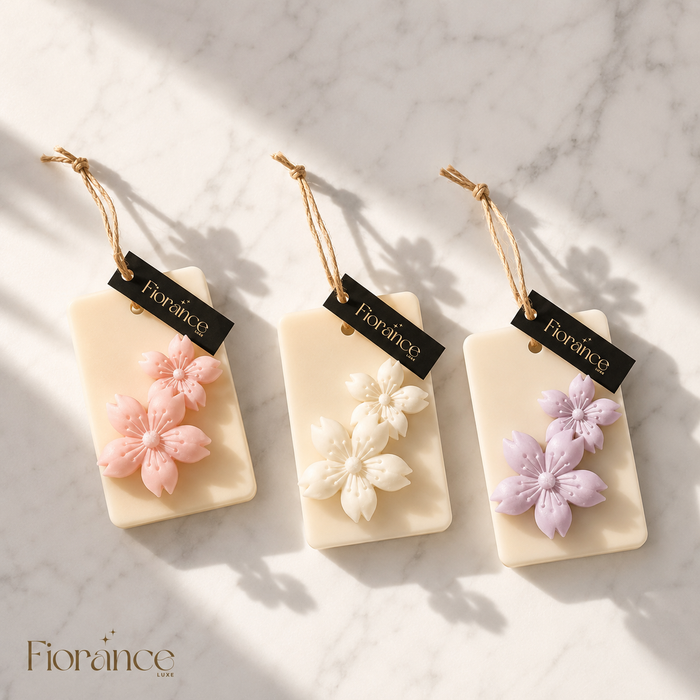 Fiorance Luxe floral wax sachet set of 3 – 3D cherry blossom sakura design scented soy wax sachet for wardrobe