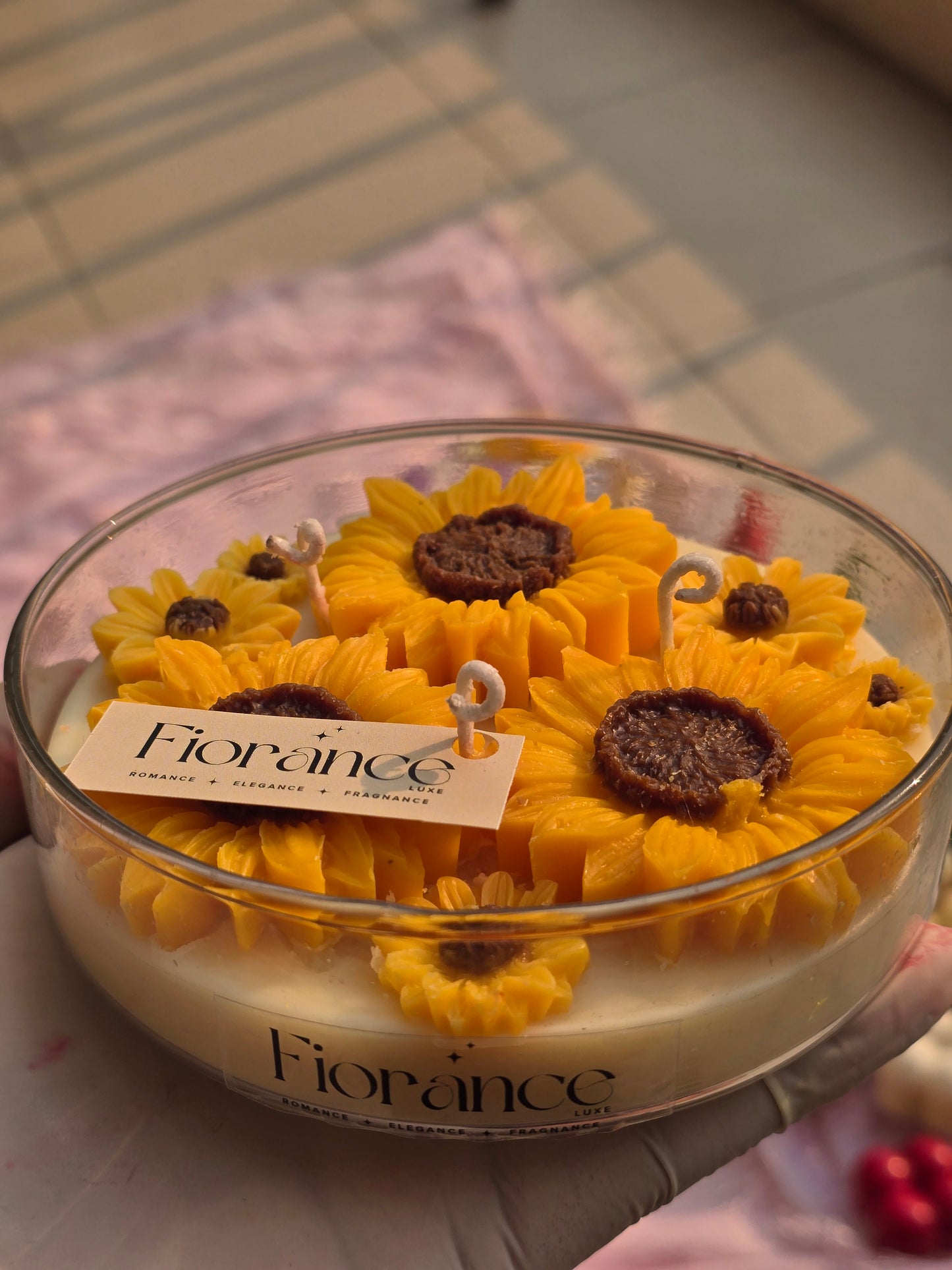 Sunflower Glass bowl candle
