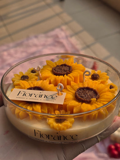 Sunflower Glass bowl candle