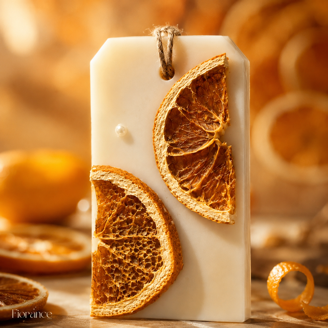 Fiorance Luxe citrus wax sachet set of 2 – real dehydrated orange slice embedded in soy wax sachet for home fragrance