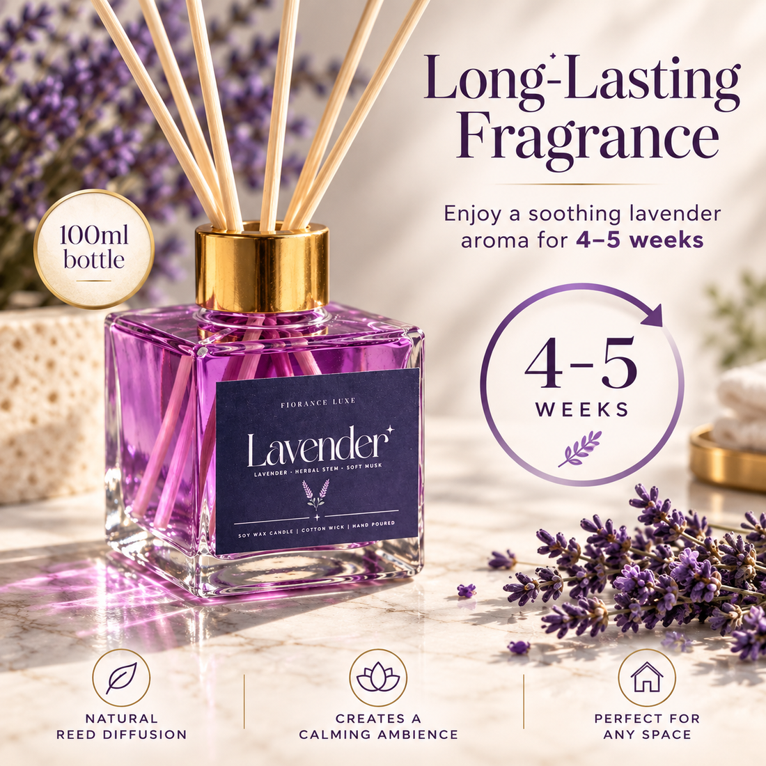 Lavender Reed Diffuser – 100 ml | 6 Reeds