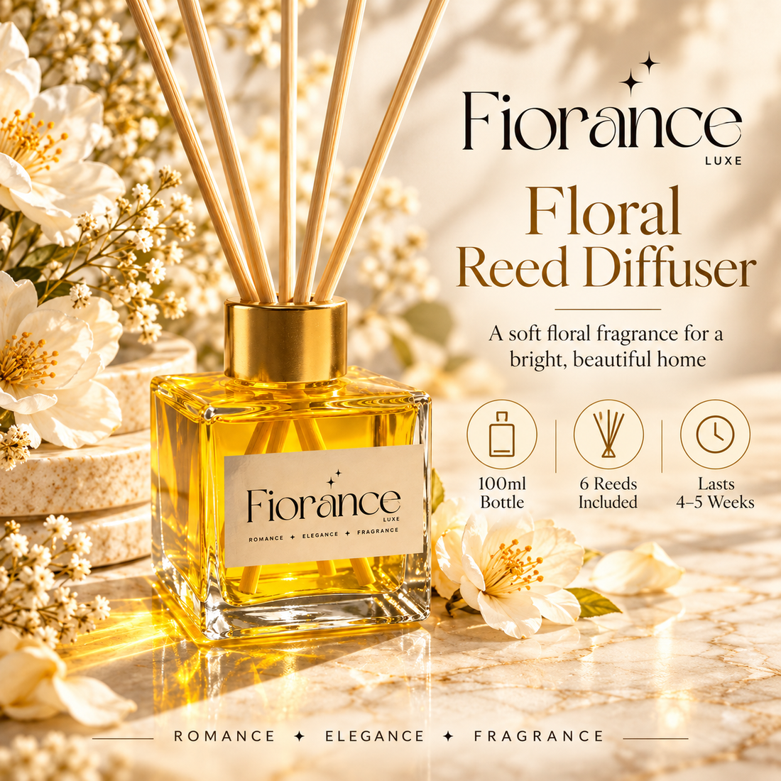 Floral Reed Diffuser – 100 ml | 6 Reeds
