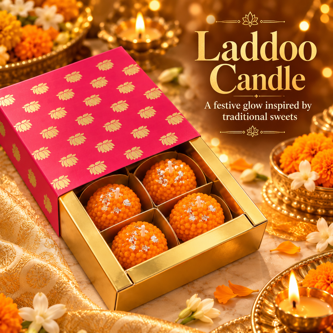 Festive Laddoo Candle – Set of 4