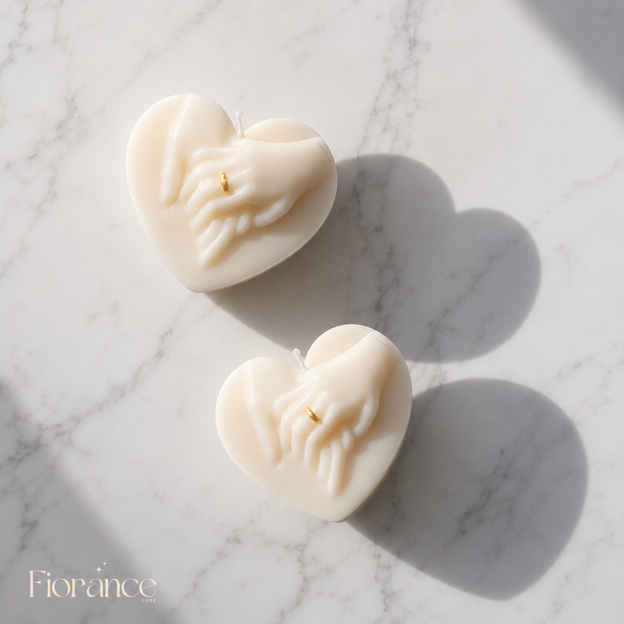 Hand in Hand Candle | 3D Clasped Hands & Gold Ring - Set of 2