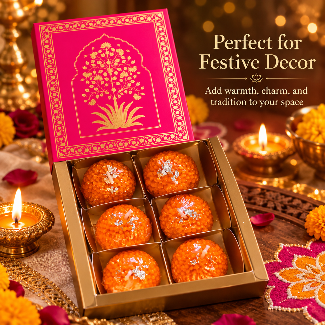 Festive Laddoo Candle – Set of 6