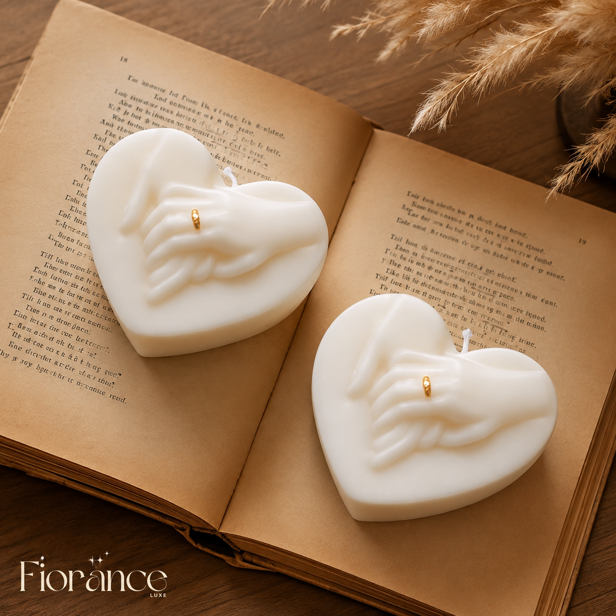Hand in Hand Candle | 3D Clasped Hands & Gold Ring - Set of 2