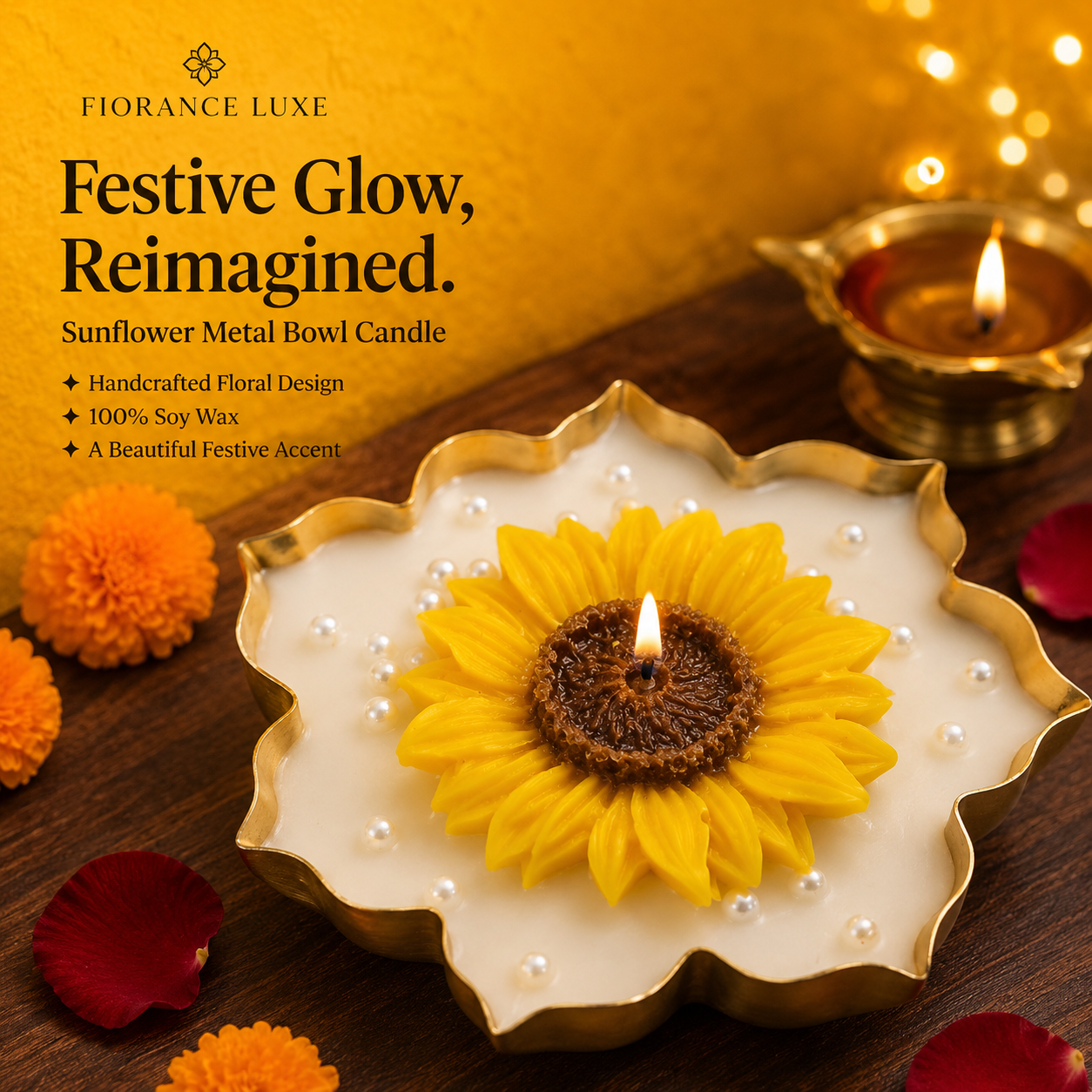 Star Metal Urli Candle | Festive Decor